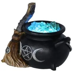 Brodelnder Hexenkessel Deko Mit LED 14,5cm -Magier Verkaufsladen blubbernder hexenkessel mit led licht bubbling cauldron decoration halloween und gothic wohnungsdeko 52420 5