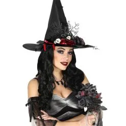 Hexenhut Mit Rosen & Puppenköpfen -Magier Verkaufsladen hexenhut mit fledermaeusen und puppenkoepfe witch hat with bats roses and doll heads 39145 04