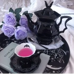 After Midnight Tasse & Unterteller KILLSTAR -Magier Verkaufsladen killstar after midnight tasse und unterteller after midnight tea cup and saucer gothic tischdeko 50537 03