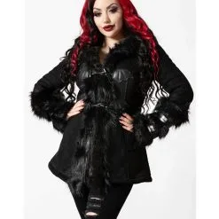 Flies By Night Kunstpelz Mantel KILLSTAR -Magier Verkaufsladen killstar flies by night kunstfell mantel killstar flies by night faux fur coat killstar fashion 52105 02