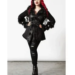 Flies By Night Kunstpelz Mantel KILLSTAR -Magier Verkaufsladen killstar flies by night kunstfell mantel killstar flies by night faux fur coat killstar fashion 52105 03