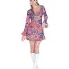 Hippie Minikleid Psychedelic XL -Magier Verkaufsladen psychedelic hippie minikleid 60er jahre hippie kleid flower power minikleid 8801079 01