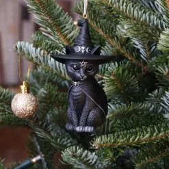Purrah Hexenkatze Christbaumkugel 11cm -Magier Verkaufsladen purrah hexenkatze weihnachtskugel gothic christbaumkugel purrah witch cat hanging ornament 51092 07